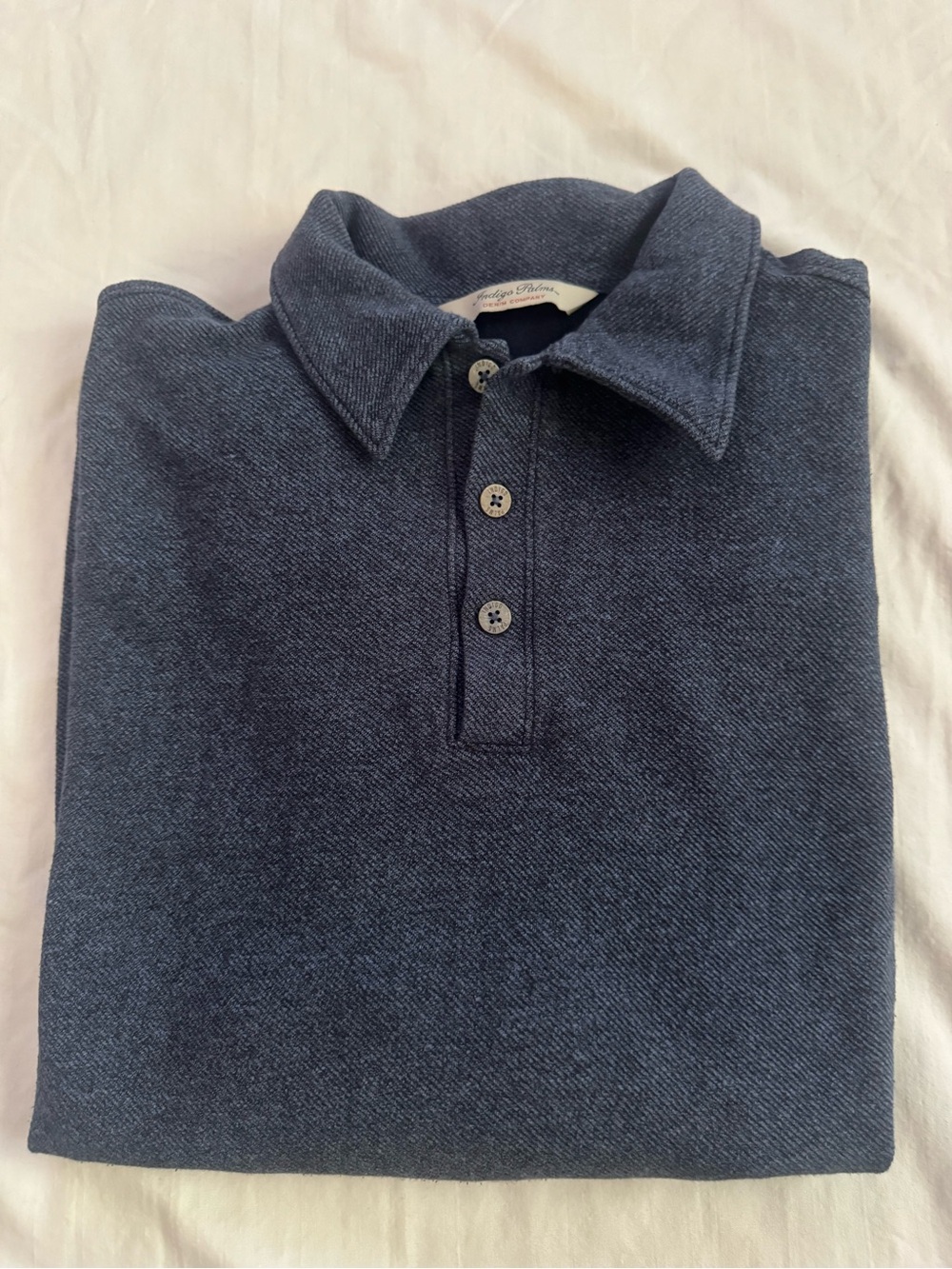 Vintage Indigo Palms Men's Navy long sleeves Button-Front Polo Shirt.